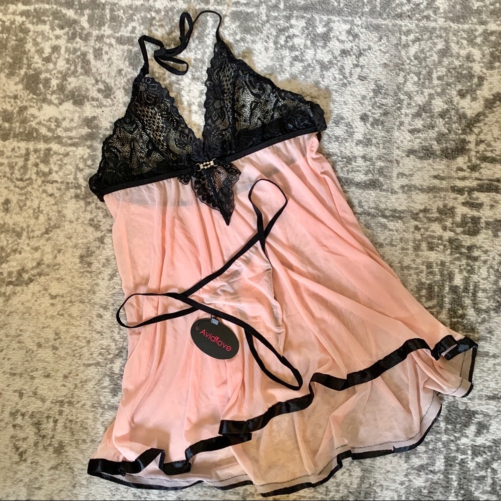 NWT AvidLove Pink and Black Lingerie